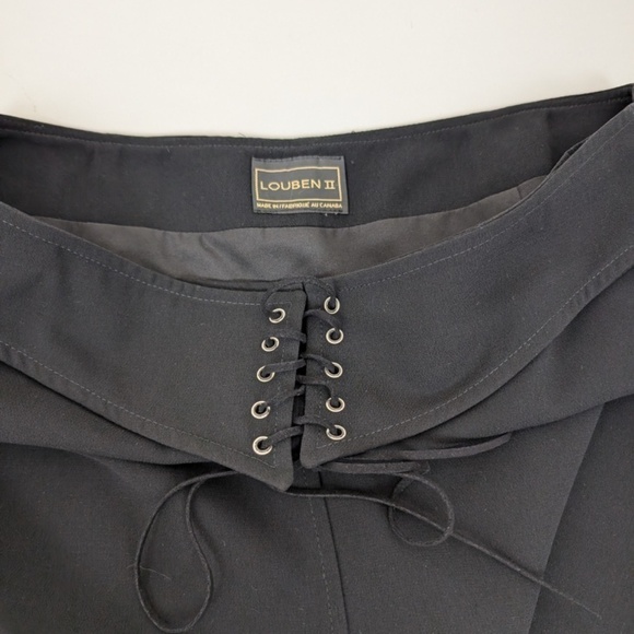 Louben Black Maxi Skirt Tailored Belt Tied Corset Thick Flared - Picture 5 of 10